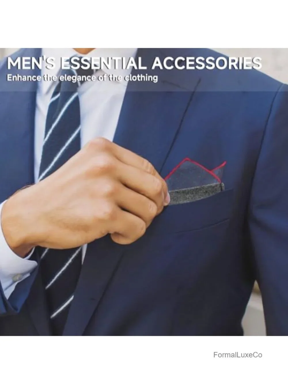 2mm Felt Pocket Square Card Holder for Men's Suits, 2 Pack Black Dark Gray,